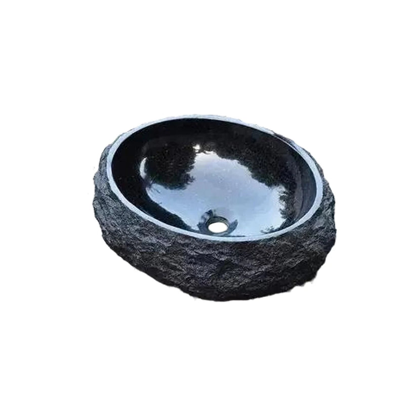 Gobek Toros Black Marble Natural Stone Hand-Split Face and Polished Sink TBMHSF01 product shot