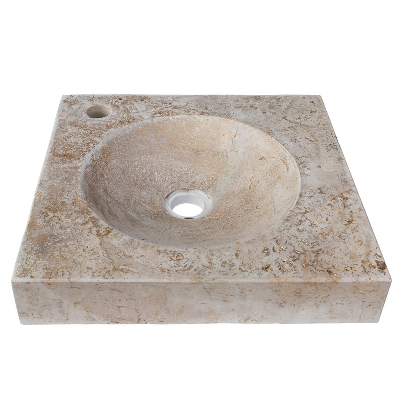 Gobek Troia Light Gold Filled Travertine Natural Stone Square Sink CHRL03 product shot