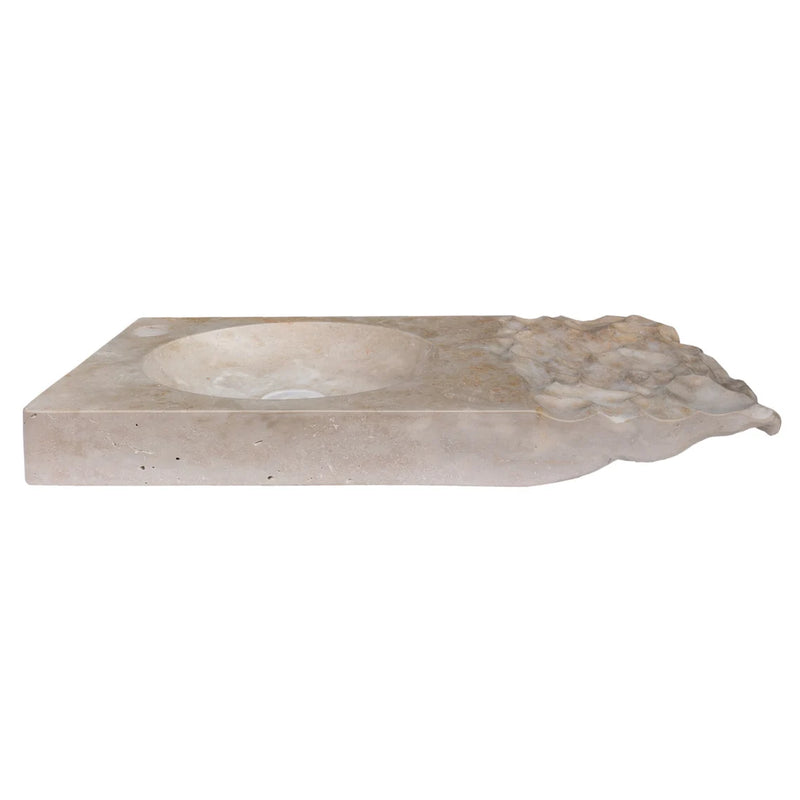 Gobek Troia Light Travertine Natural Stone Special Wavy Design Sink CHRL01 front view