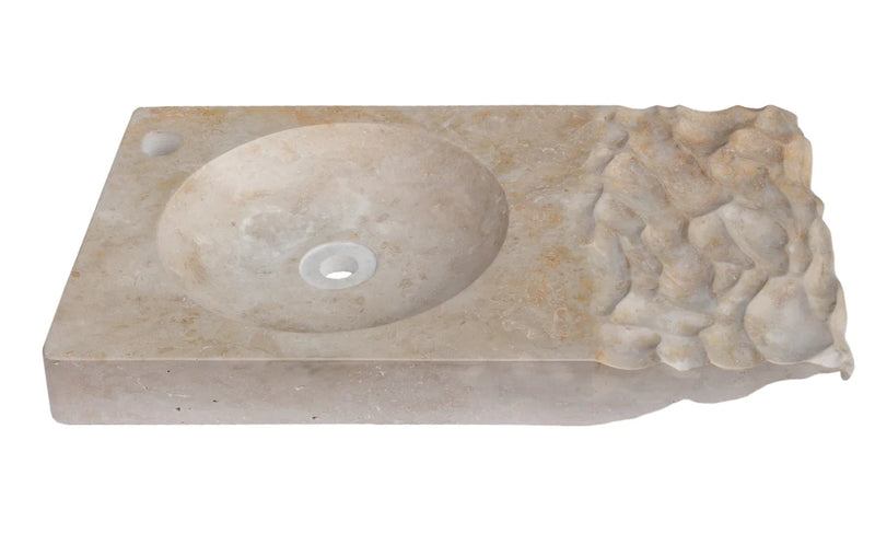 Gobek Troia Light Travertine Natural Stone Special Wavy Design Sink CHRL01 product shot