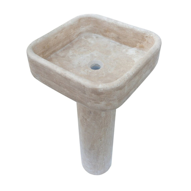Gobek Troia Light Travertine Pedestal Stand-alone Honed Sink YEDSIM01 product shot