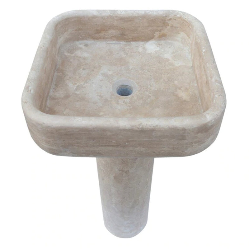 Gobek Troia Light Travertine Pedestal Stand-alone Honed Sink YEDSIM01 product shot