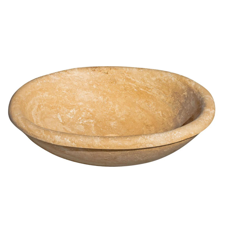 Gobek Walnut Travertine Honed Oval Natural Stone Vessel Sink 20020048 product shot