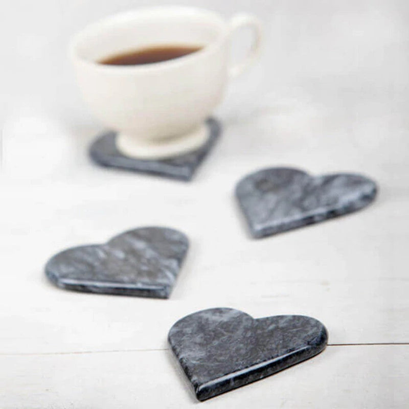 Luna Sky genuine marble heart shape coasters 4x5 polished set of 4 product SKU-MSLSHS4x5SP product shot