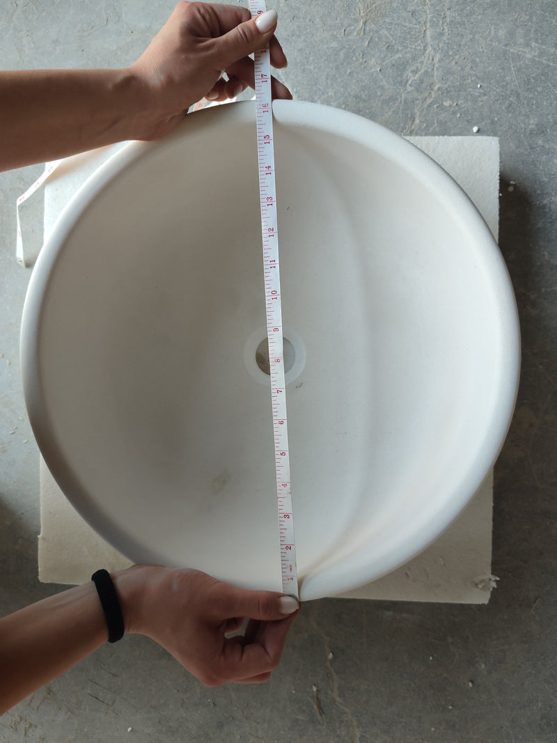 Natural Stone Classic Limestone Round Edge Vessel Sink (D)16" (H)6"