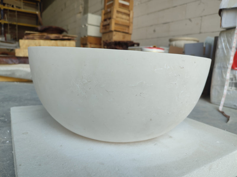 Natural Stone Round Classic Limestone Vessel Sink (D)17" (H)8"