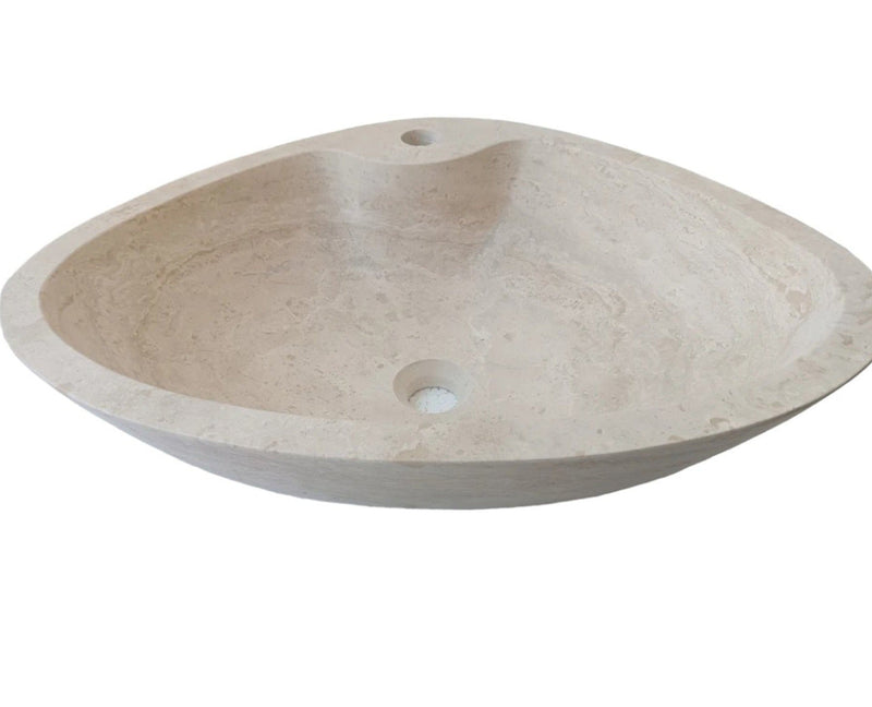 Natural Stone Light Travertine Special Shape Vessel Sink Honed and Filled (W)23,6" (L)17,7" (H)5.9"