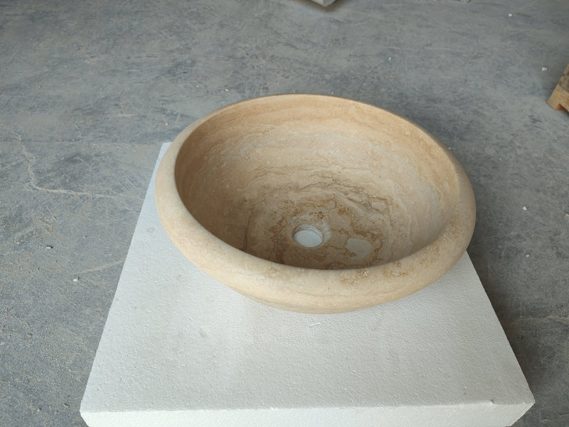 Natural Stone Light Travertine Vessel Sink (D)16" (H)6"