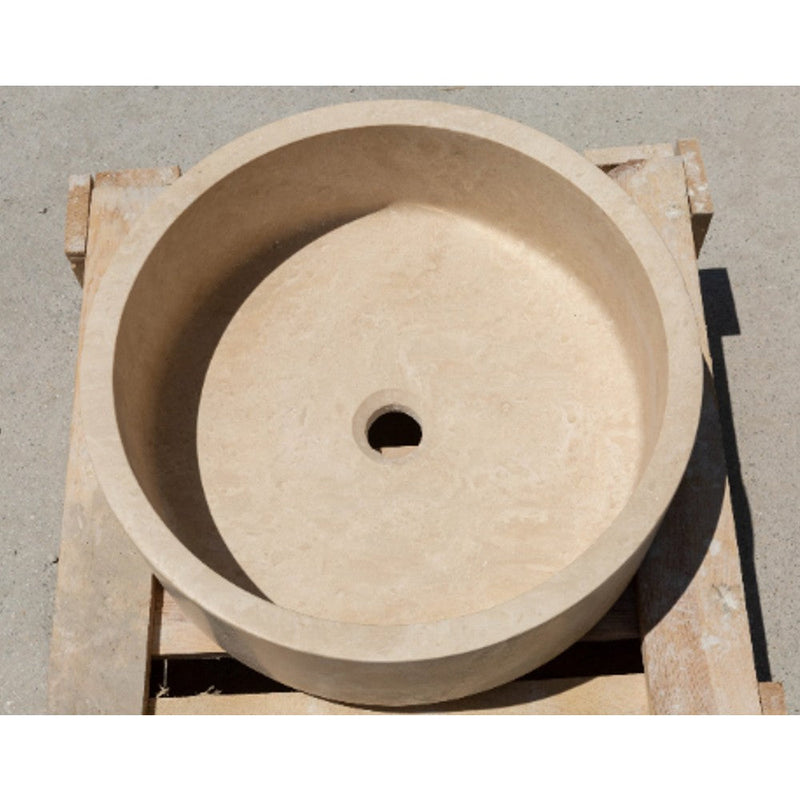 Natural Stone Classic Travertine Vessel Sink SKU-20020029 top view