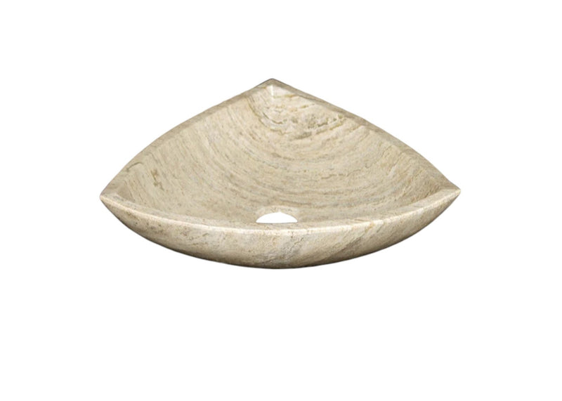 Natural Stone Light Travertine Vein-cut Special Design Vessel Sink Polished (W)16" (L)16" (H)6"