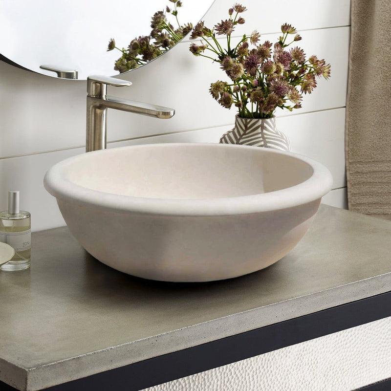 Natural Stone Classic Limestone Vessel Sink SKU-20020036 bathroom scene