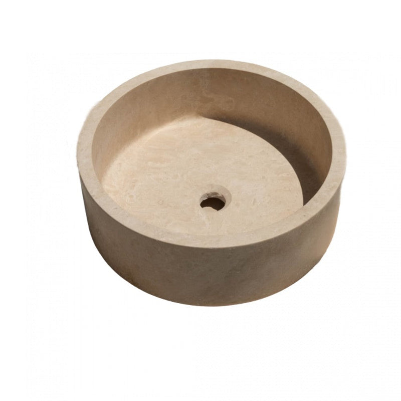 Natural Stone Classic Travertine Vessel Sink SKU-20020029 on white background