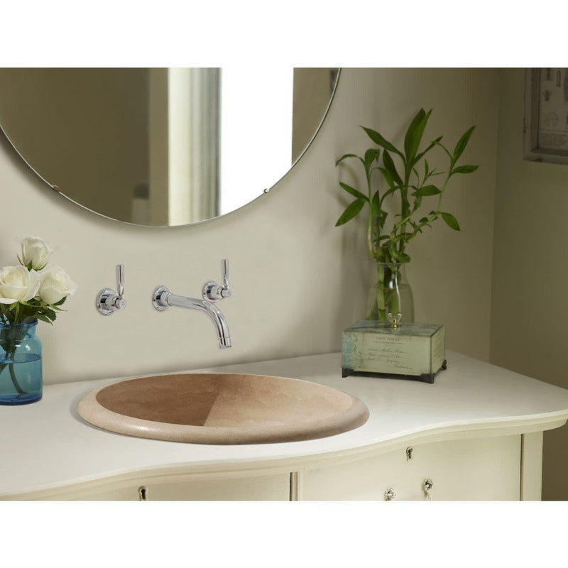 Natural Stone Light Travertine Vessel Sink SKU-20020028 drop-in room scene