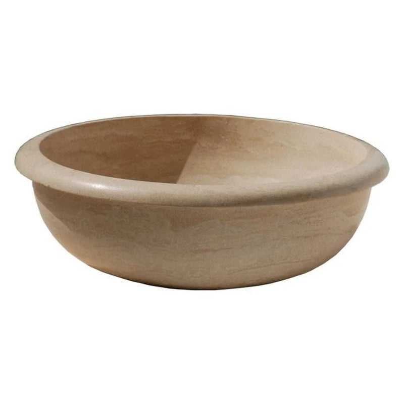 Natural Stone Light Travertine Vessel Sink SKU-20020028 on white background