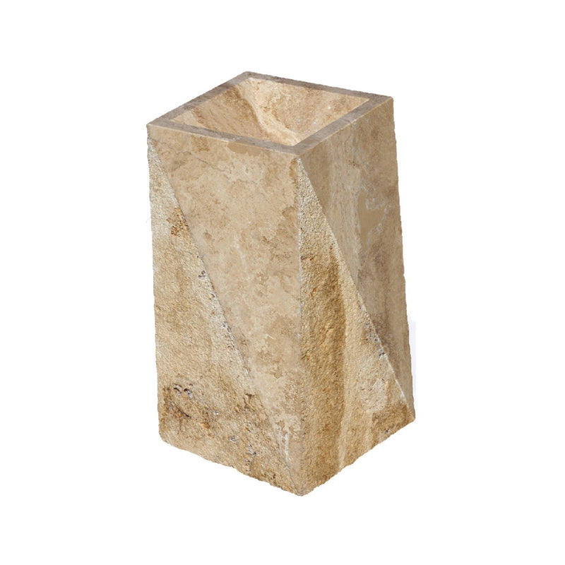 Noce Brown Travertine Natural Stone Pedestal Rectangular Prism Sink NTRSTC45 product shot
