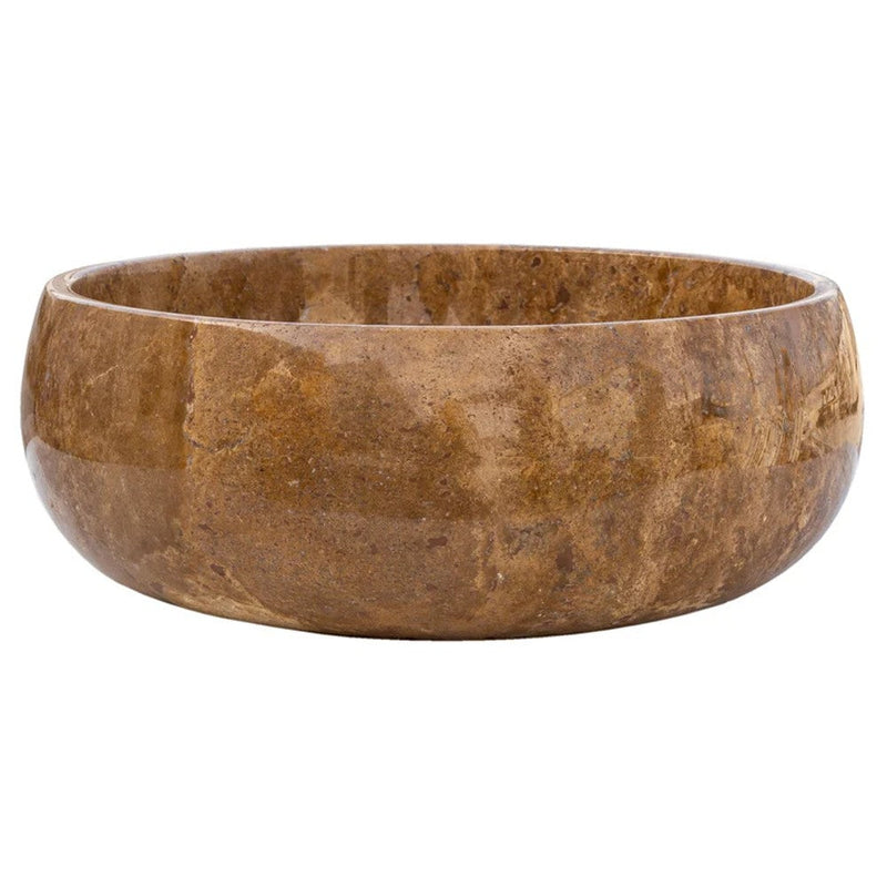 Noce Brown Travertine Natural Stone Vessel Sink Polished (D)16" (H)6"