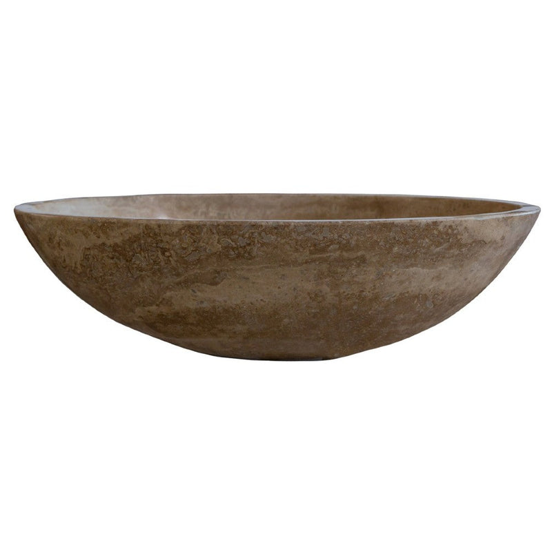 Noce travertine oval vessel sink size (W)16" (L)21" (H)6" SKU-NTRVS36 product shot front view