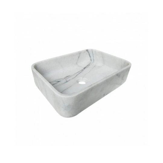 White Calacatta Marble Rectangular Sink Polished (W)12" (L)18" (H)6"