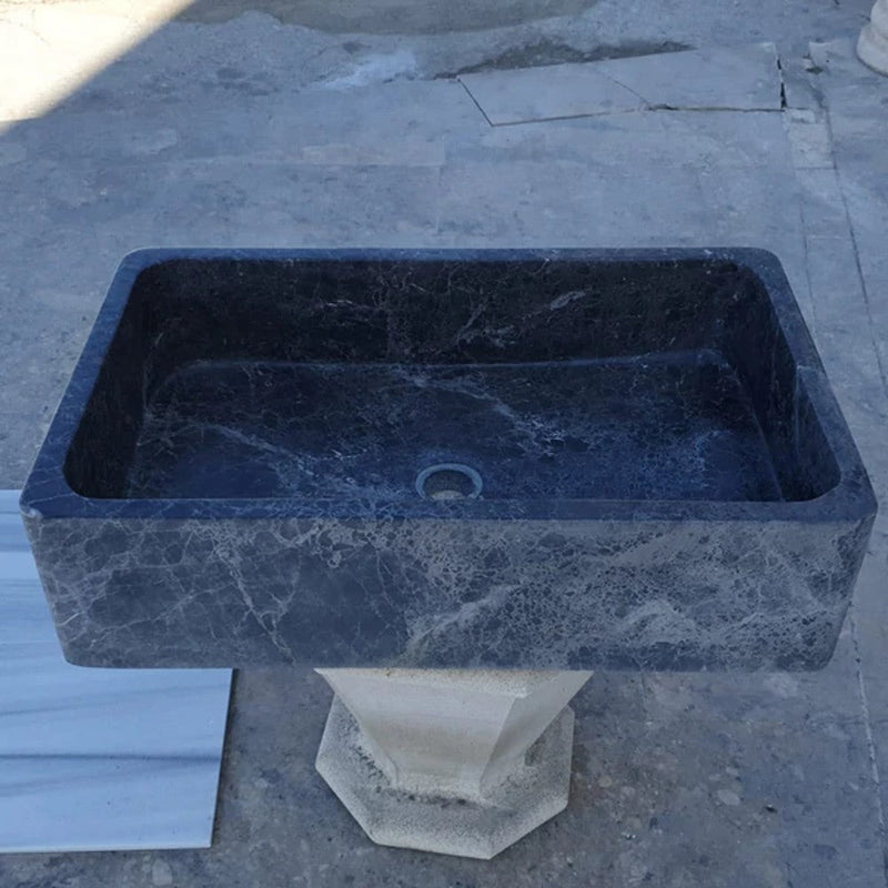 Natural Stone Sirius Black Marble Farmhouse Sink Polished  (W)16" (L)24" (H)6"