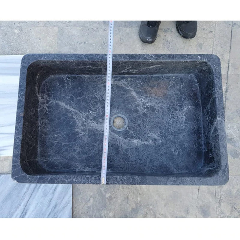 Natural Stone Sirius Black Marble Farmhouse Sink Polished  (W)16" (L)24" (H)6"