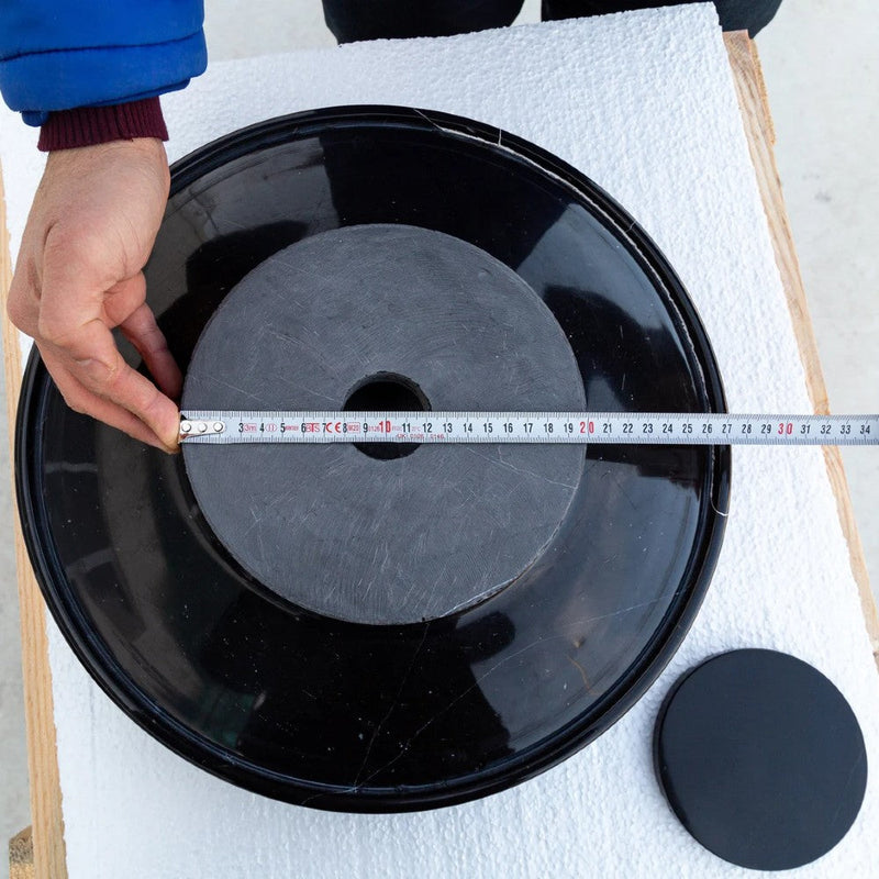Toros Black marble Round Above Counter Sink Polished size D 16'' H6'' SKU NTRSTC52 bottom diamater measure view
