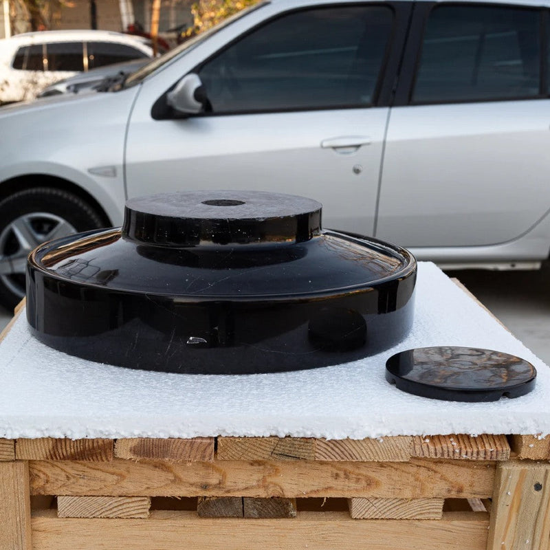 Toros Black marble Round Above Counter Sink Polished size D 16'' H6'' SKU NTRSTC52 side view product shot