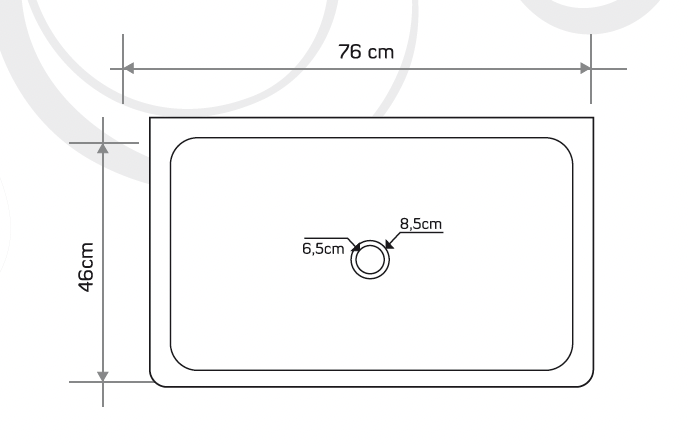 Troia light travertine natural stone farmhouse apron kitchen sink surface honed filled size  (W)18" (L)30" (H)10" (46cmx76cm) SKU-NTRSTC50 technical drawing