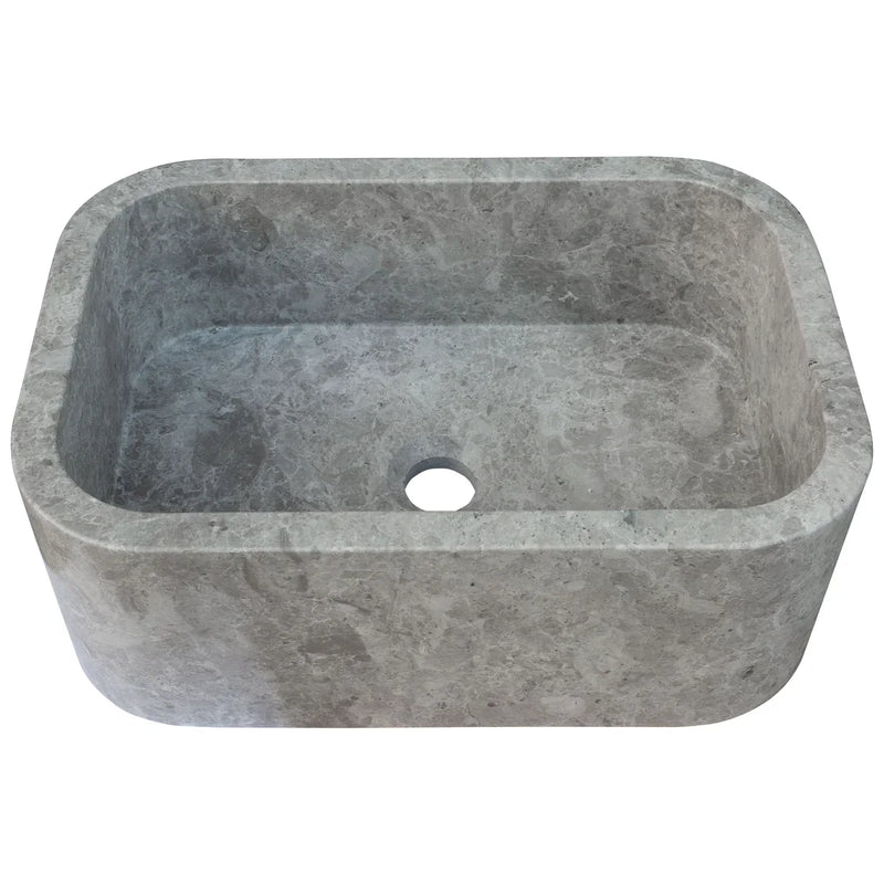 Tundra Gray Marble Rectangular Wall-mount Bathroom Sink (W)12" (L)18" (H)7"