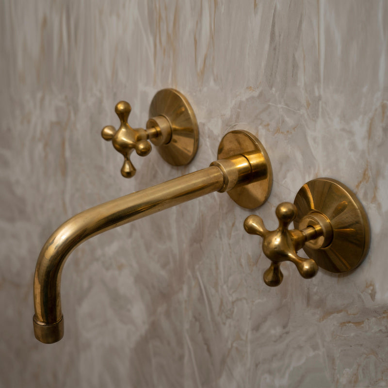 Unlacquered Brass Wall Mounted Bath Faucet