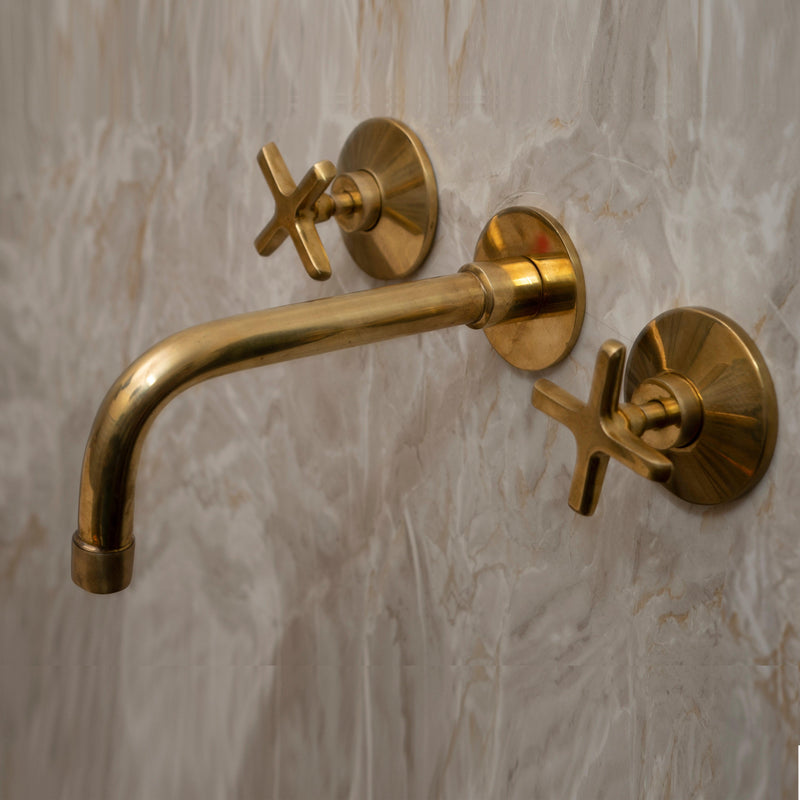 Unlacquered Brass Wall Mounted Bath Faucet