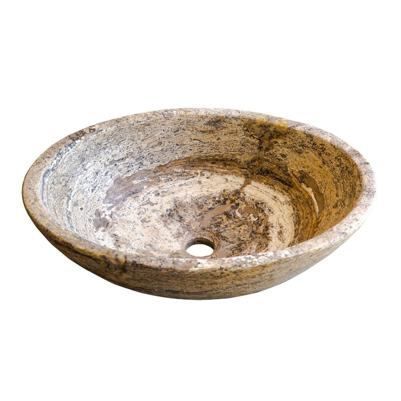 Valencia Travertine Natural Stone Oval Vessel Sink (W)16" (L)21" (H)6"