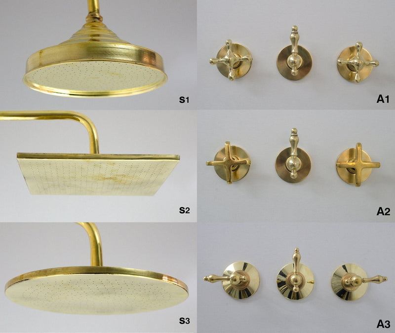 Antique Brass Shower Fixtures - Brass Shower Set