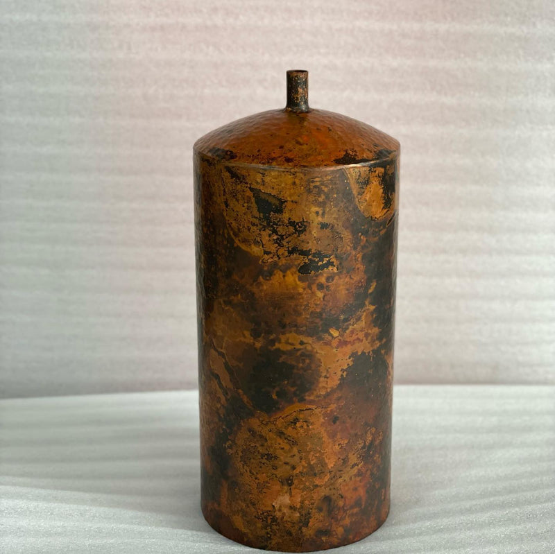 Rustic Aged Copper Cylinder Pendant Light - Zevi