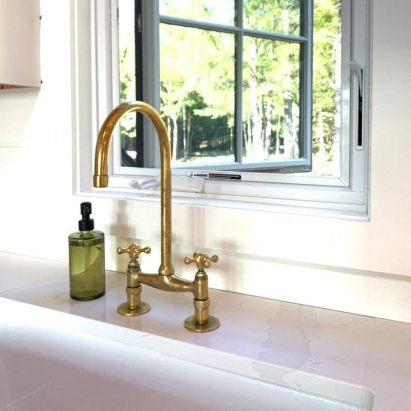 Brass Bridge Faucet - Antique Brass Kitchen Faucet