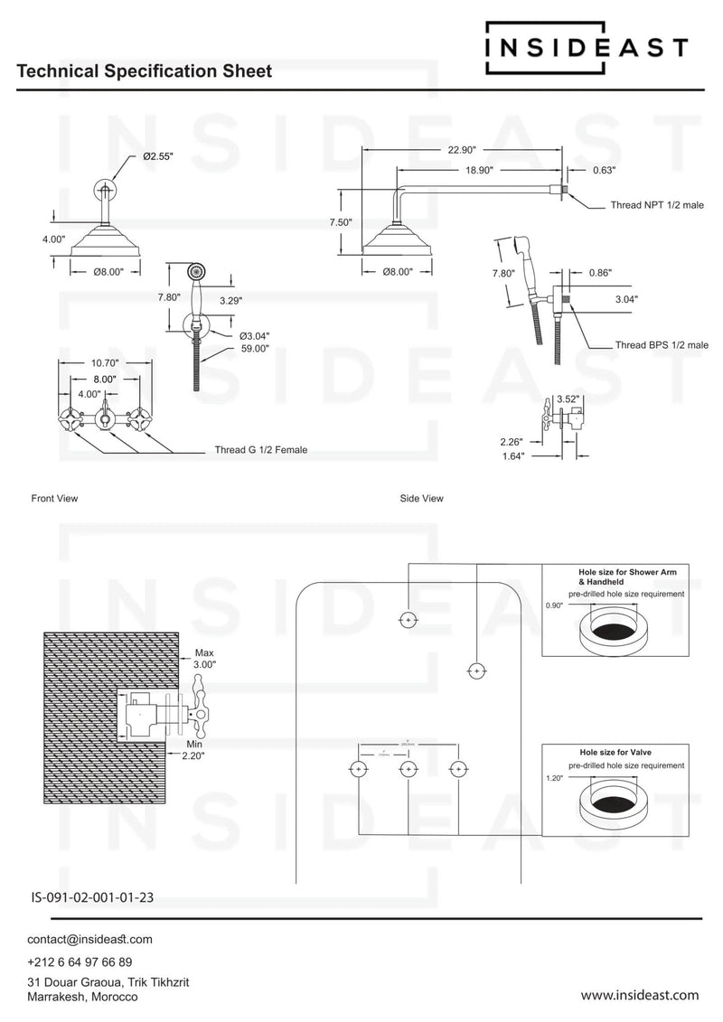 Brass Shower Fixtures - Dual Shower Head