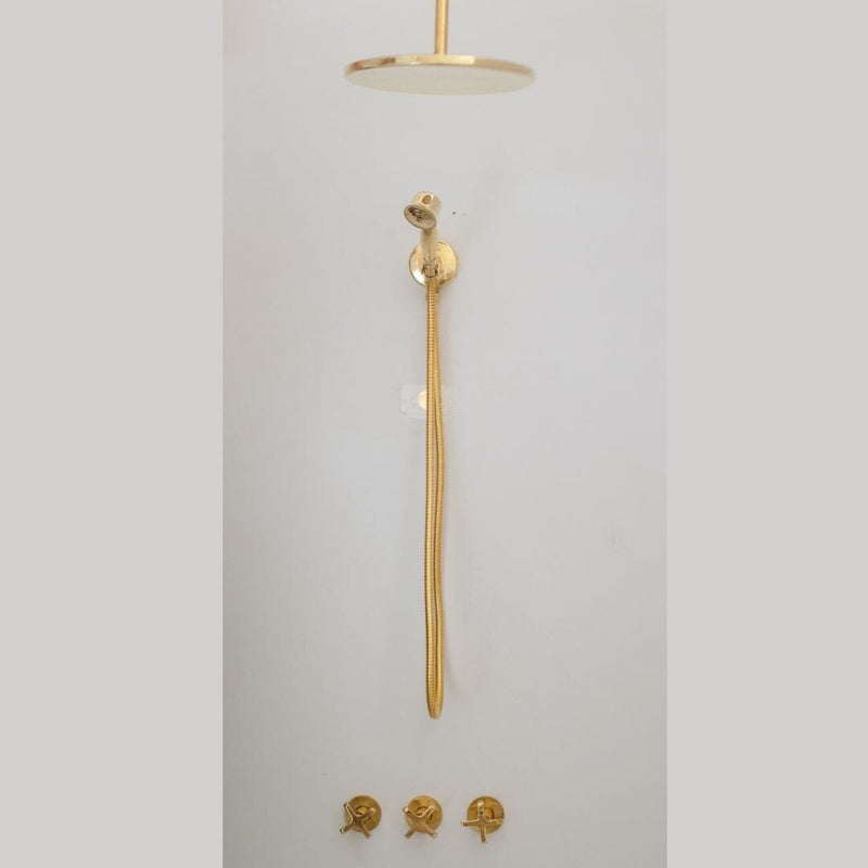 Brass Shower Fixtures - Dual Shower Head (Ceiling mount shower head/Handheld shower)