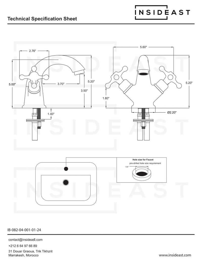 Brass Single Hole Bathroom Faucet - Bath Vanity Faucet