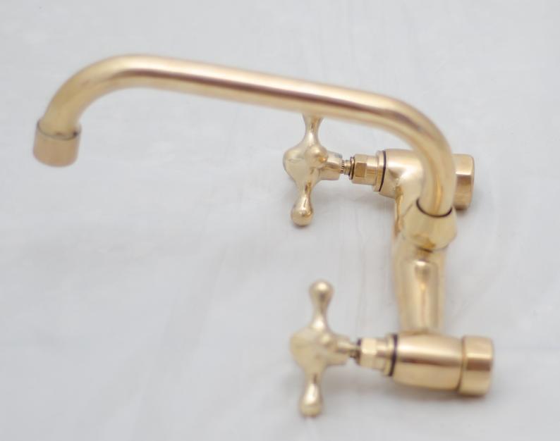 Antique Brass Bathroom Faucet - Wall Faucets