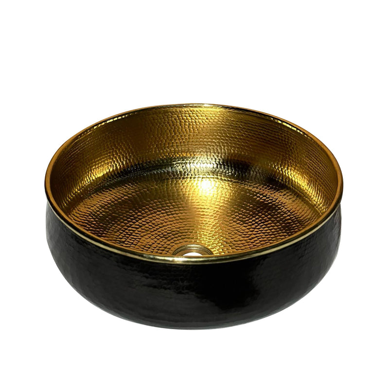 Handcrafted Brass Vessel Sink - Black Round Bathroom Sink Nya