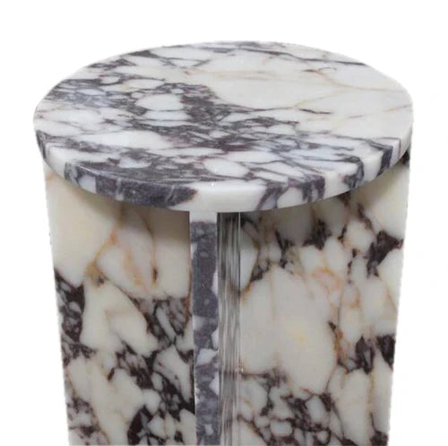 Calacatta Viola Marble End/Side Table, Nightstand Polished (D)14" (H)22"