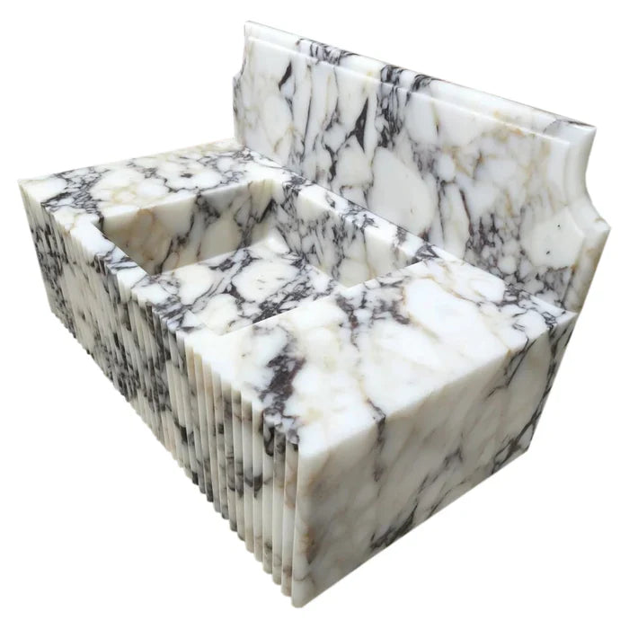 Calacatta Viola Marble Wall-mount Bathroom Vanity Sink Fluted Front (W)21" (L)37" (H)12"