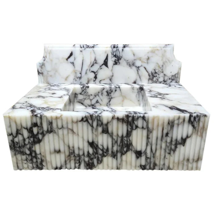 Calacatta Viola Marble Wall-mount Bathroom Vanity Sink Fluted Front (W)21" (L)37" (H)12"