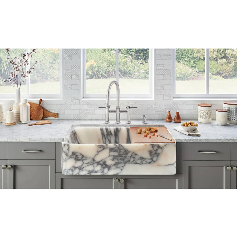 Calacatta Viola Marble Natural Stone Rectangular Sink (W)12" (L)18" (H)6"