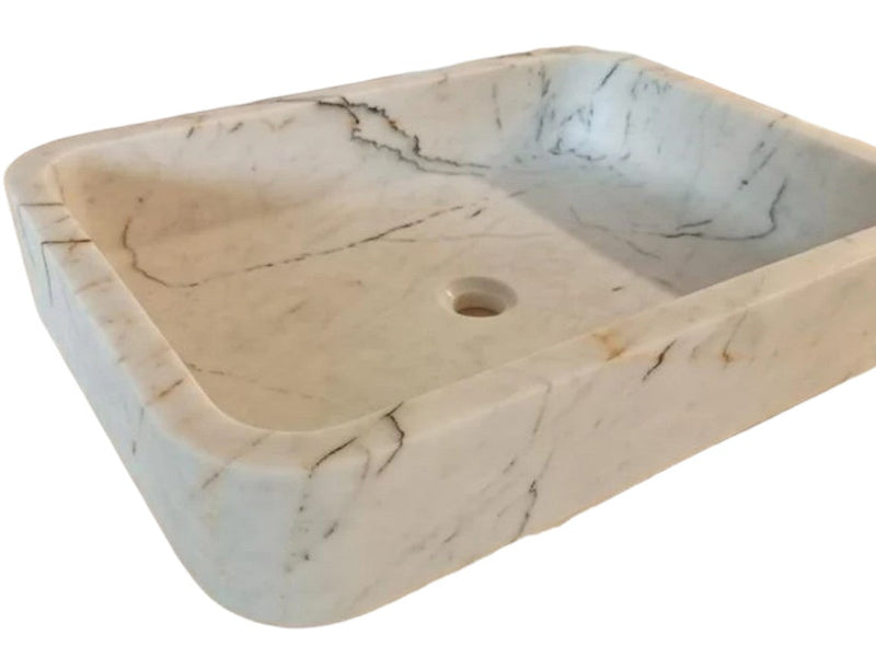 Carrara White Marble Above Vanity Bathroom Sink (W)16" (L)24" (H)5"