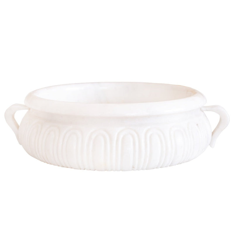 gobek natural stone white marble vessel sink bowl polished SKU NTRVS20 size (D)17" (H)6" side view product shot