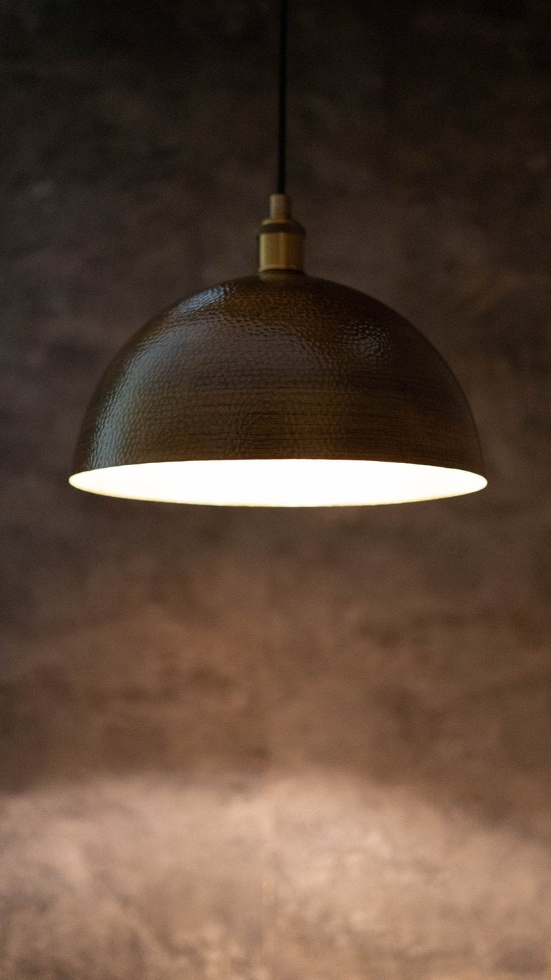 Hammered Pendant Light, Antique Brass Dome Ceiling Light, Kitchen Island Hanging Light Fixture