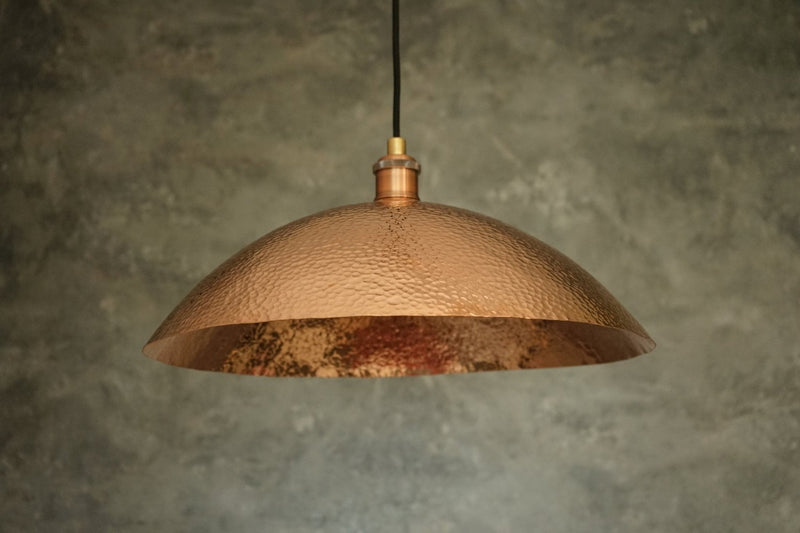 Hammered Solid Copper Dome Pendant Light, Ceiling Light