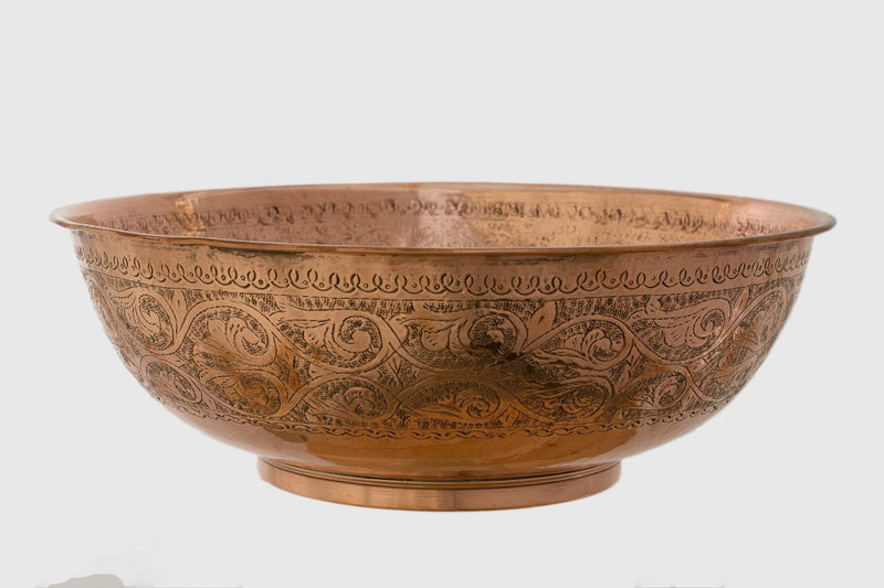 Hand Engraved Copper Vessel Sink, Round Bowl Vessel Sink