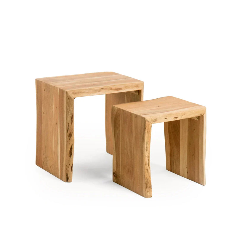 Handmade Wooden Set of 2 End Table