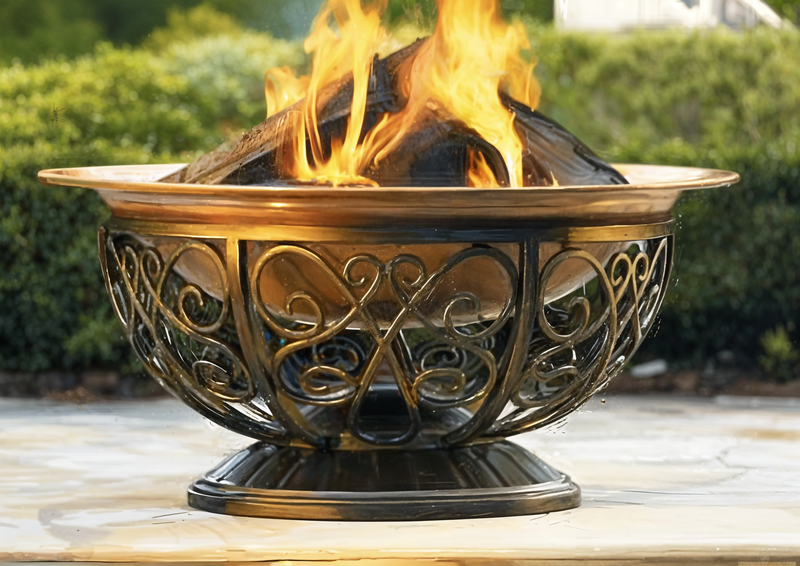 Handmade Wrought Iron Motif Fire Pit